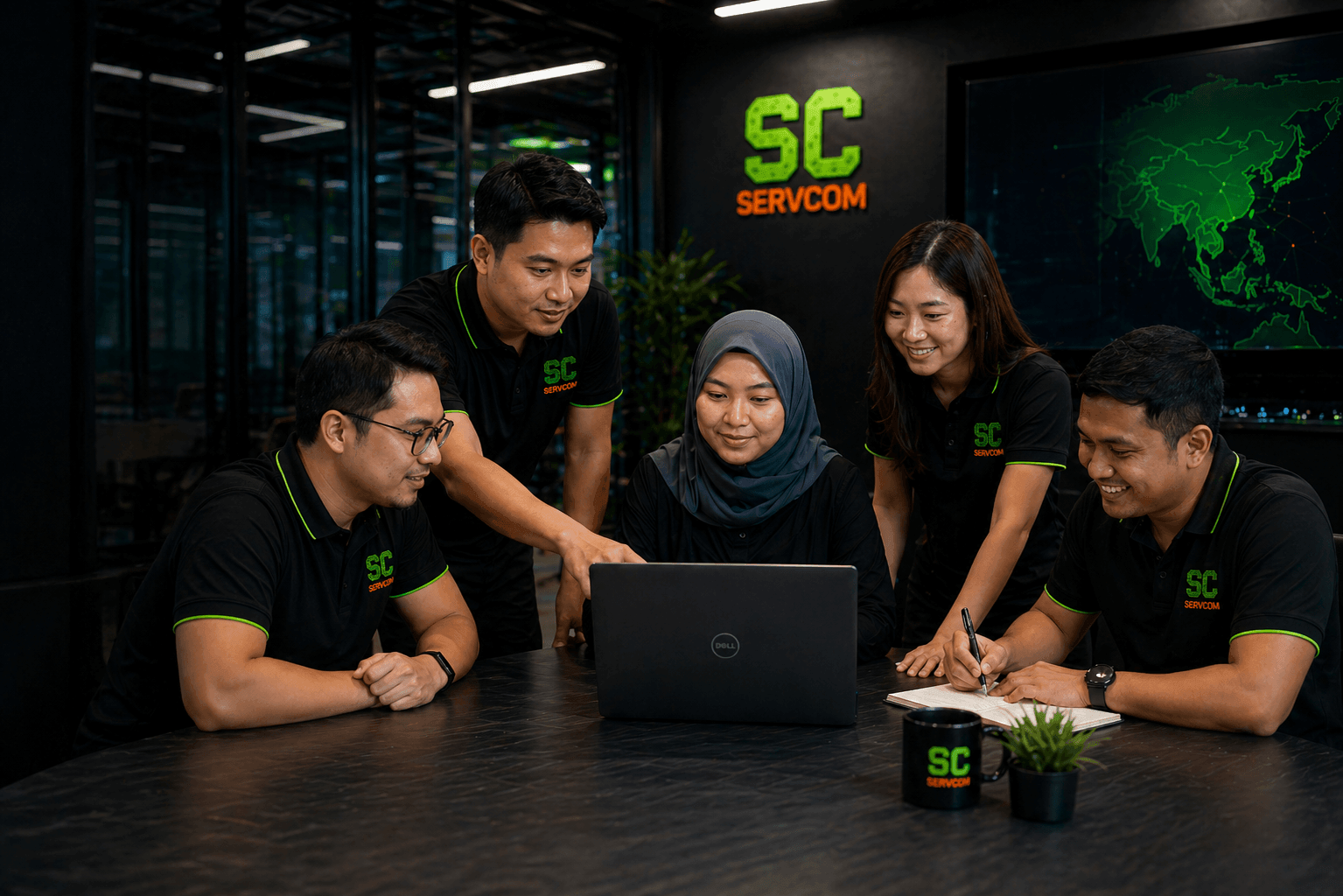 Servcom Solutions diverse IT team collaborating in Shah Alam Malaysia office