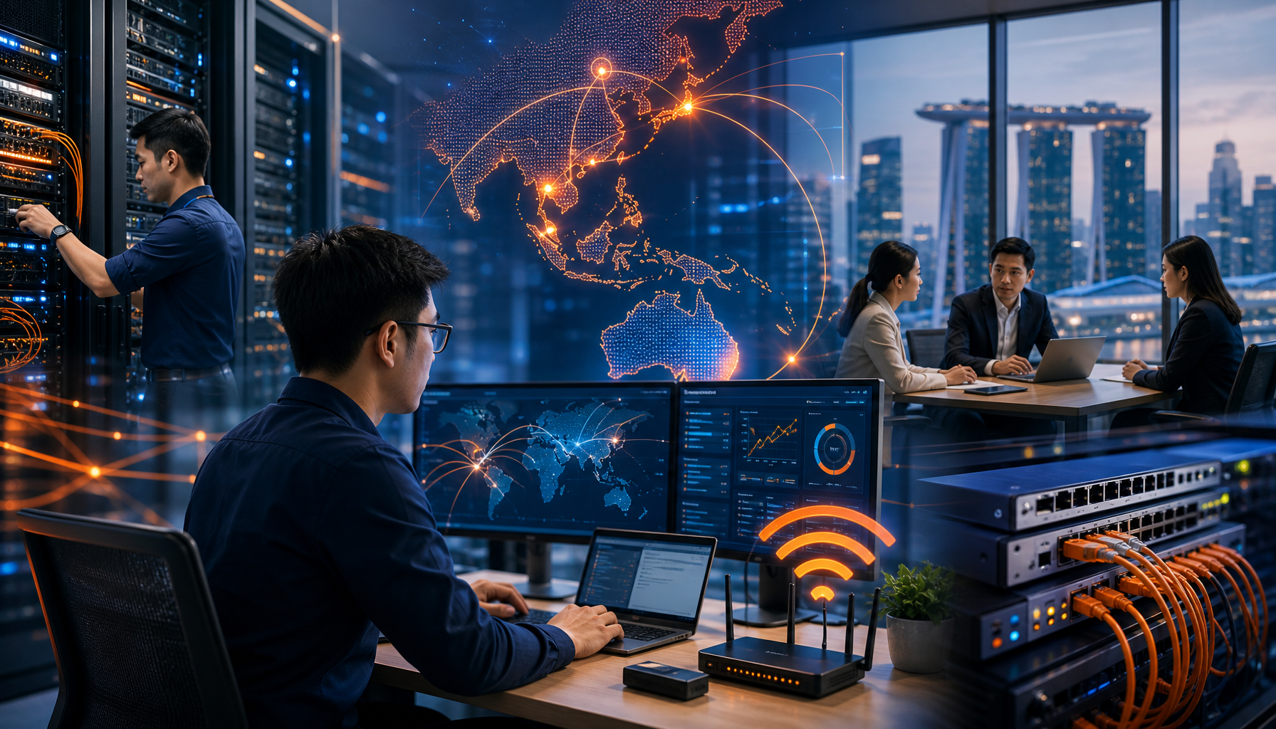 Regional IT director reviewing APAC network infrastructure trends across multiple country deployments