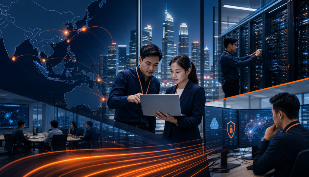 Regional IT team coordinating office IT relocation across multiple APAC countries