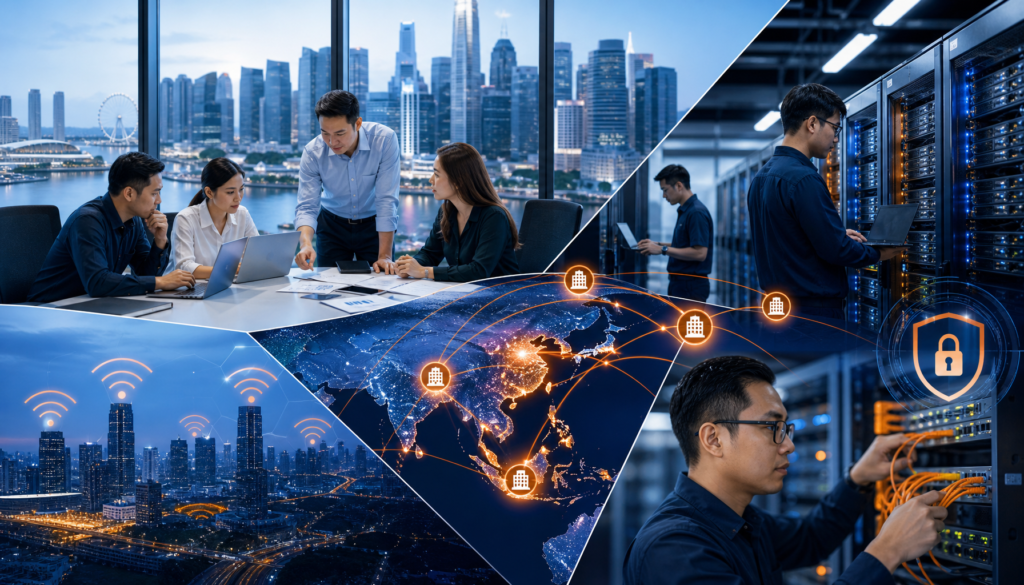 Regional IT director planning a multi-site IT deployment across APAC on a digital map