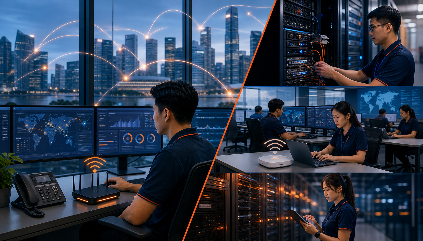 Local technician providing remote hands support at a server rack in an APAC office
