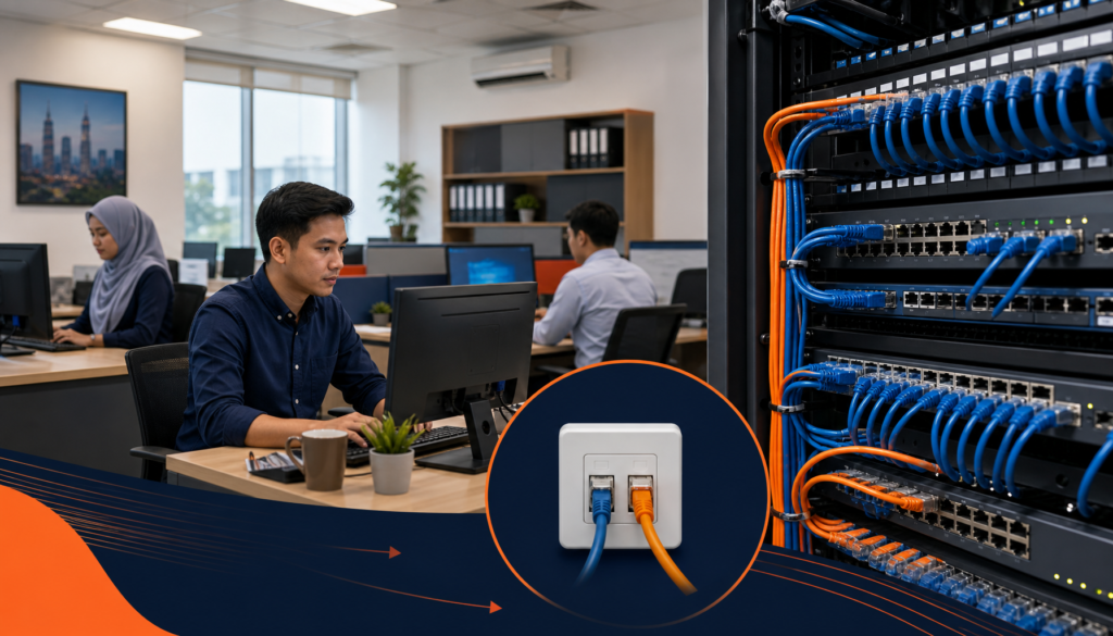 structured cabling installation in a Malaysian SME office server room